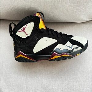 Jordan Black and Cream Sneakers with Yellow and Red Highlights